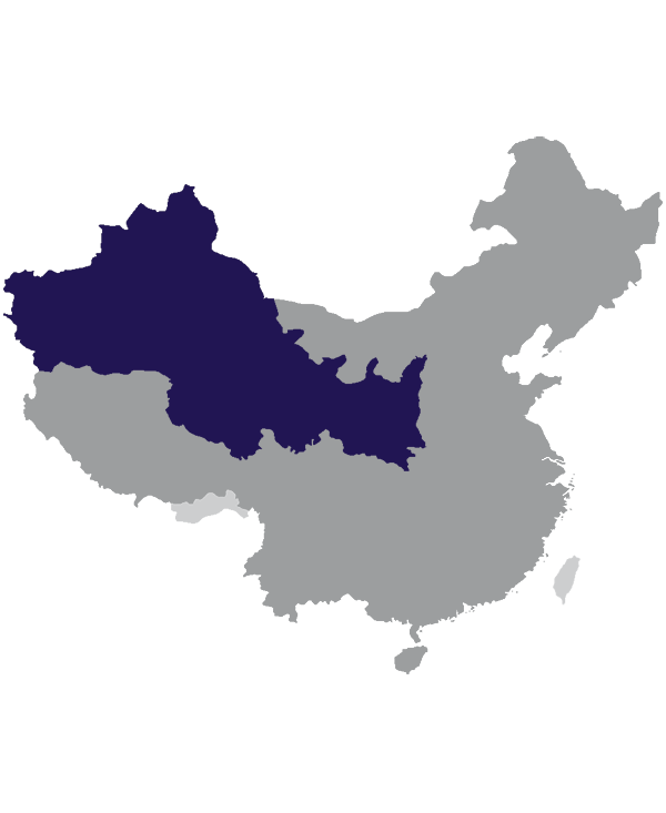 Landkaart China grijs met regio Noordwest-China donkerblauw op transparante achtergrond - 600 * 733 pixels